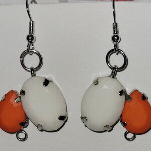 Orange and White Drop Earrings